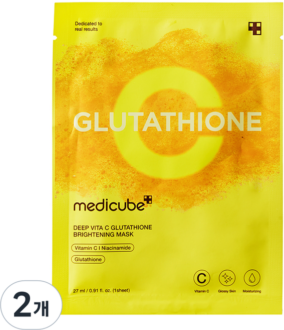 medicube 深層維他命C穀胱甘肽亮白麵膜 27ml, 2個, 1入