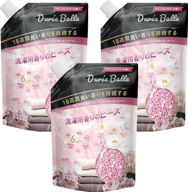 Duree Balle 六合一洗衣香香豆 補充包 自然花香 900ml, 3包