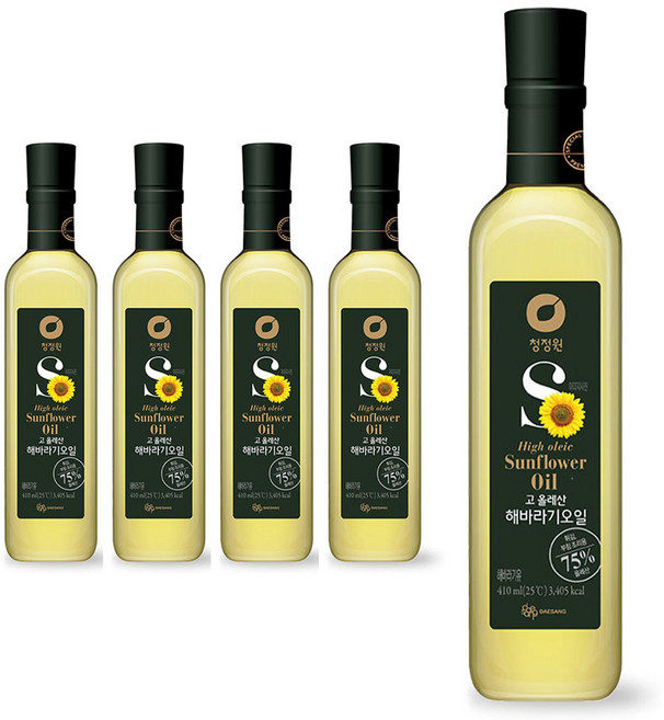 청정원 고 올레산 해바라기 오일, 410ml, 5개