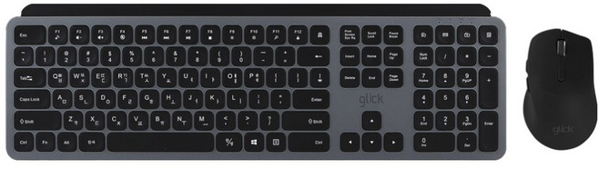 지클릭커 OFFICEPRO 인체공학 펜타 무선 키보드 + 무소음 마우스 세트, 다크그레이 + 블랙, WMK20