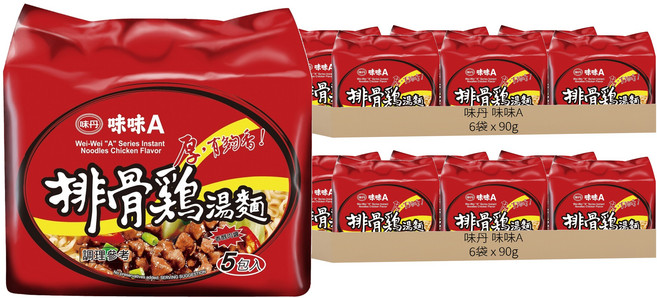 味丹 味味A 排骨雞湯麵 90g, 60包