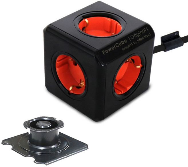 파워큐브 멀티탭 익스텐디드 USB 블랙오렌지 + 고정용독, 1.5m, 1개, BK+OR (블랙오렌지)