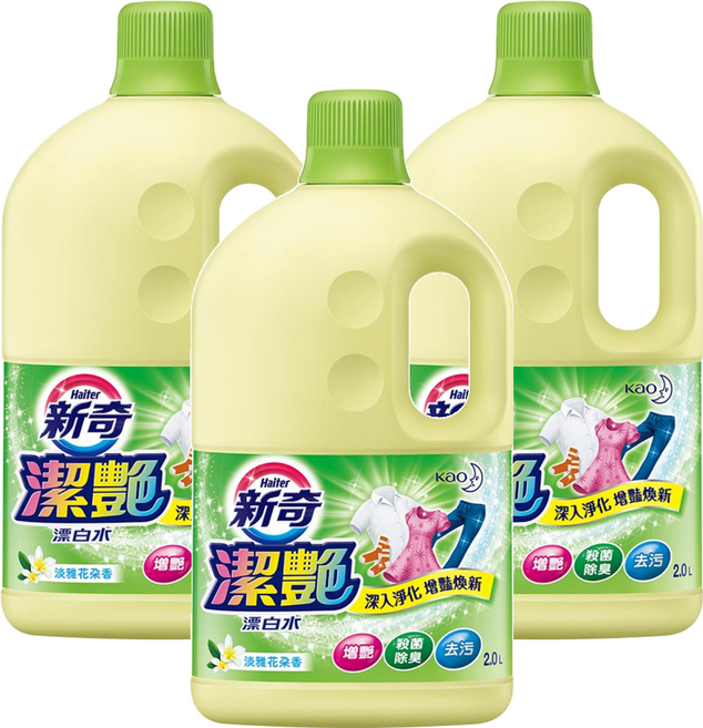 Haiter 新奇 台灣公司貨 漂白水 淡雅花朵香 綠色, 2L, 3桶