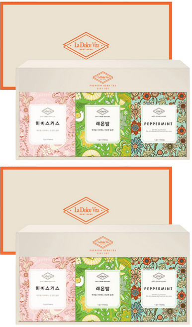 라돌체비타 프리미엄 허브차 3종 선물세트 + 쇼핑백, 2세트
