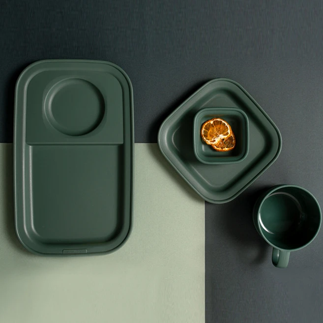 나인웨어 올디너리 테이블 시리즈 브런치세트, 빈티지그린, 브런치테이블 + 스프컵 + 소스볼 + 사각접시, 1세트 - 쿠팡