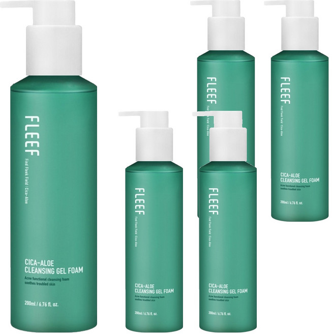 [비건뷰티] 플리프 시카 알로에 클렌징 젤 폼, 200ml, 5개