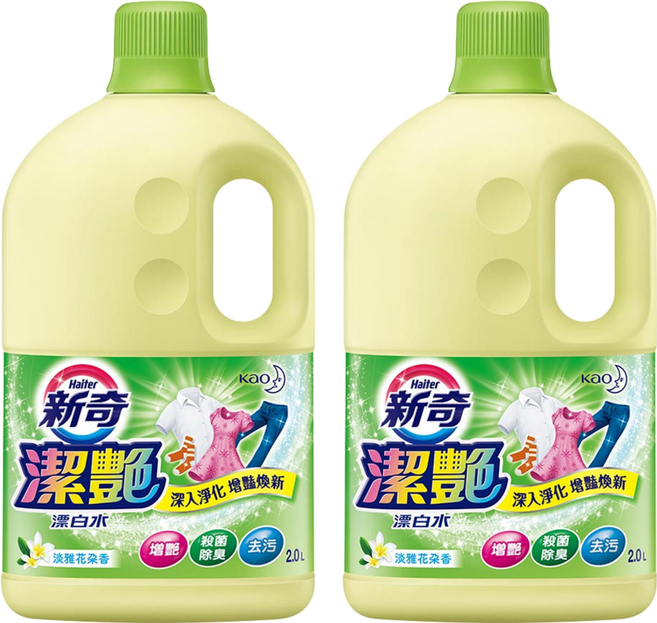 Haiter 新奇 台灣公司貨 漂白水 淡雅花朵香 綠色, 2L, 2桶