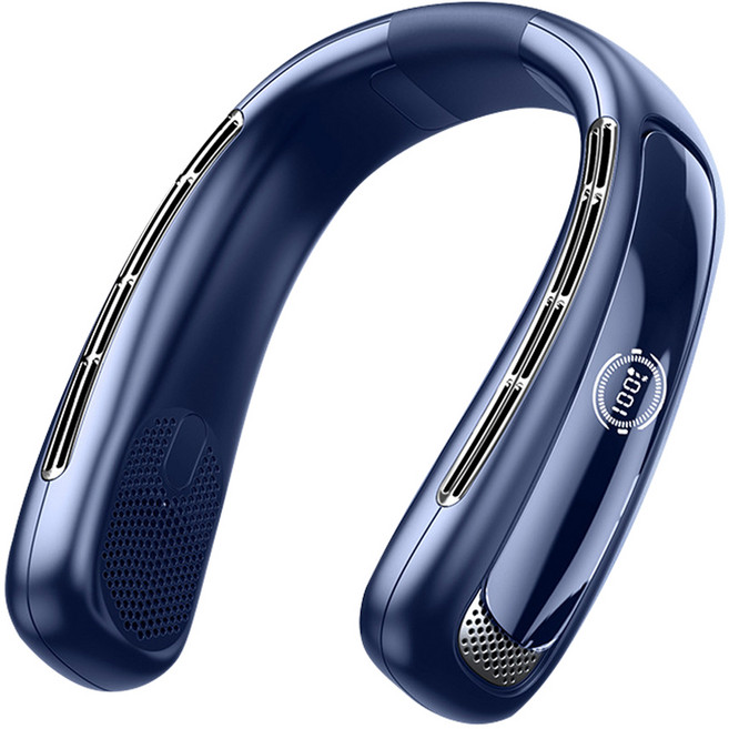 OMG USB數顯強勁降溫無葉掛脖風扇/輕量靜音隨身風扇, N50, 深藍色