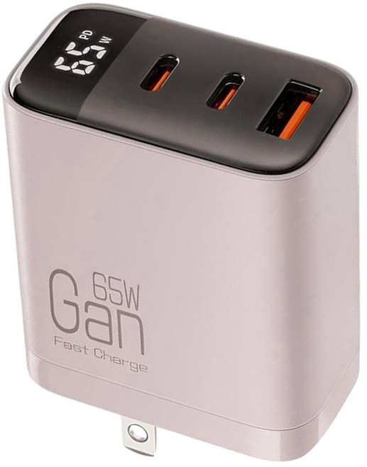 CYKE 手機充電器 65W氮化鎵 三孔充電 快充頭 CYKE-K39, 粉色, 1個