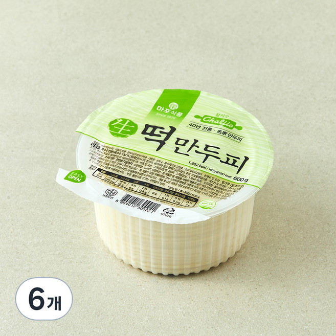 마포식품 생 떡만두피 50장, 600g, 6개