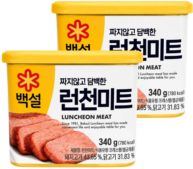 CJ BEKSUL 白雪 午餐肉, 2個, 340g