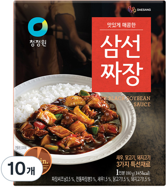 청정원 매콤한 삼선짜장, 180g, 10개