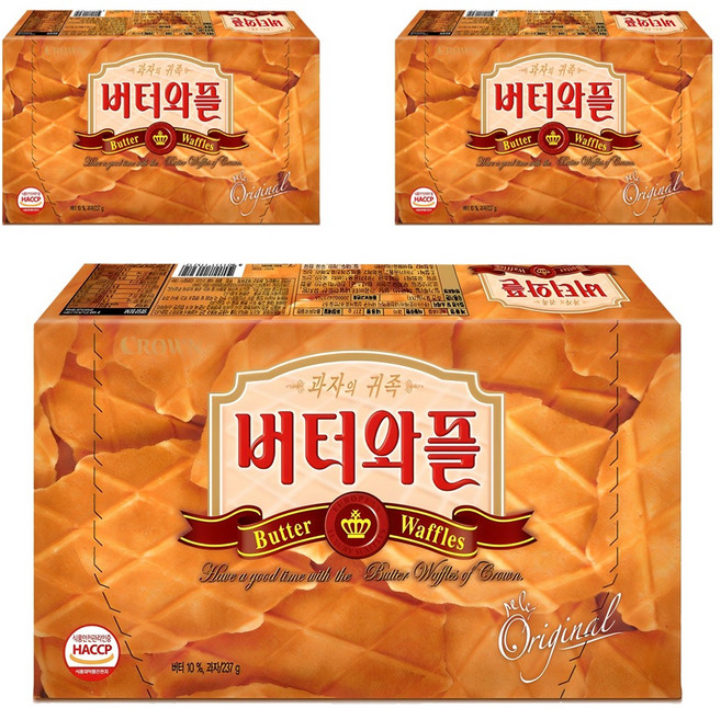 크라운 버터와플, 237g, 3개