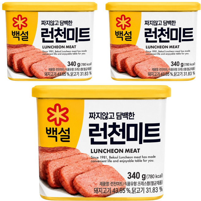 CJ BEKSUL 白雪 午餐肉, 3個, 340g