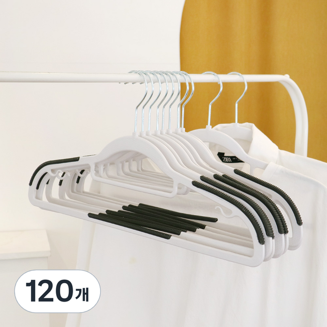 화이트래빗 디자인 고리회전 어깨뿔방지 논술립 옷걸이, 화이트, 120개