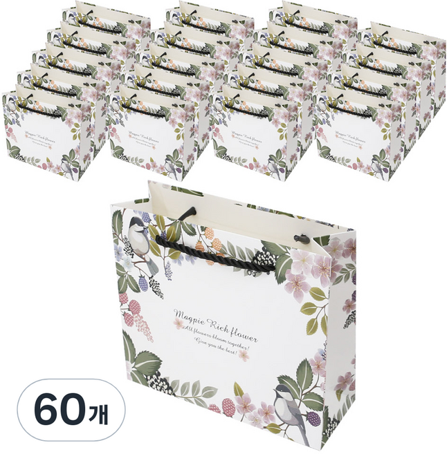 리드홈 사랑스러운 플로랄 코팅 쇼핑백 소, 혼합색상, 60개