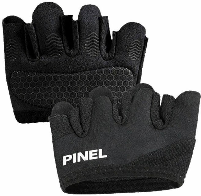 피넬 굳은살 방지 헬스 그립 반장갑 양손착용 세트, 블랙, 1세트