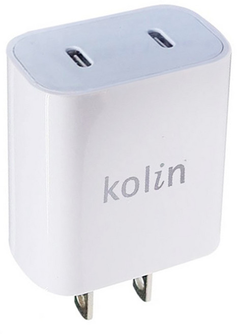 Kolin 歌林 PD高速充電器 雙孔Type C, 白色, 1個