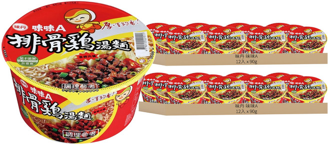 味丹 味味A 排骨雞湯麵 90g, 24入