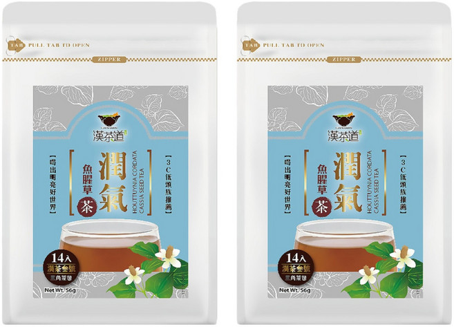 漢茶道 漢方草本茶包 漢茶叁號 潤氣魚腥草茶, 4g, 14包, 2袋