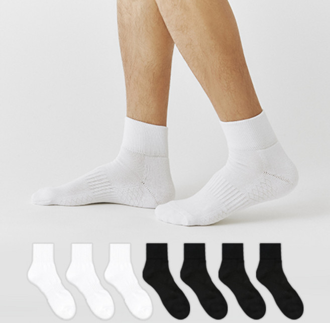 GGRN 남성용 스탠다드 파일 쿠션 미들 삭스 양말 8켤레 세트