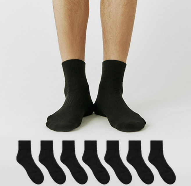 GGRN 남성용 스탠다드 파일 쿠션 미들 삭스 양말 8켤레 세트