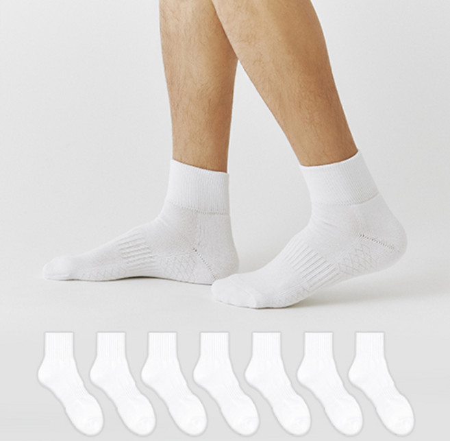 GGRN 男士標準毛圈氣墊中筒襪襪子8雙組