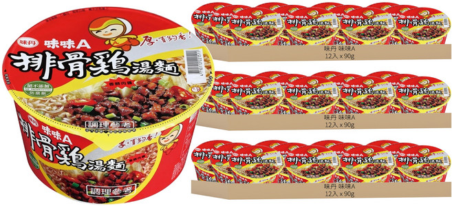 味丹 味味A 排骨雞湯麵 90g, 36入