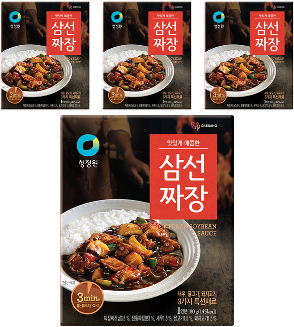 청정원 삼선짜장, 180g, 4개