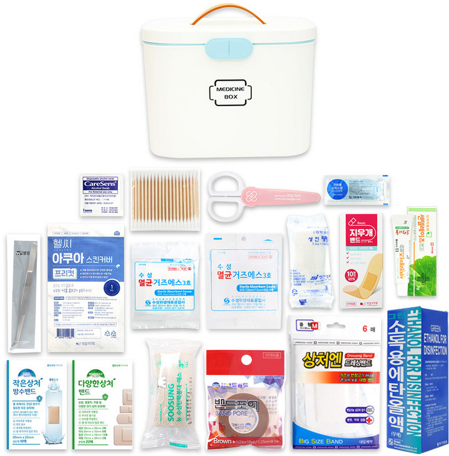 반창고닷컴 헬씨 메디슨박스 구급함 화이트 B 17종, 1개