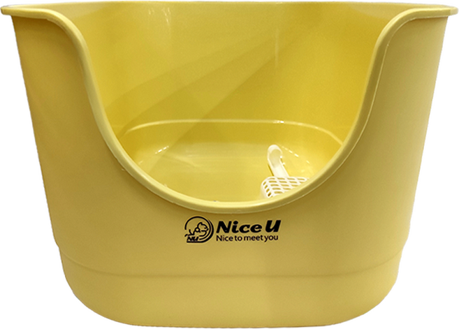 Nice u 毛樂趣 側開貓砂盆 PP聚丙烯 金沙黃, 1個