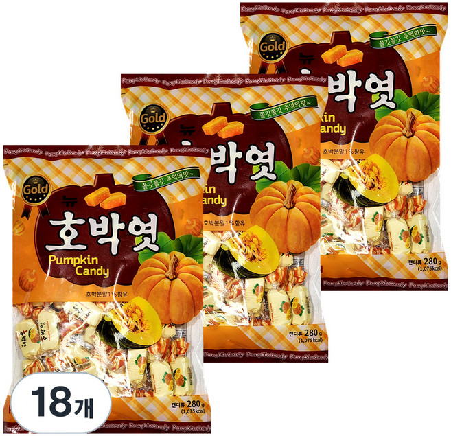 쫄깃쫄깃 뉴 호박엿, 280g, 18개