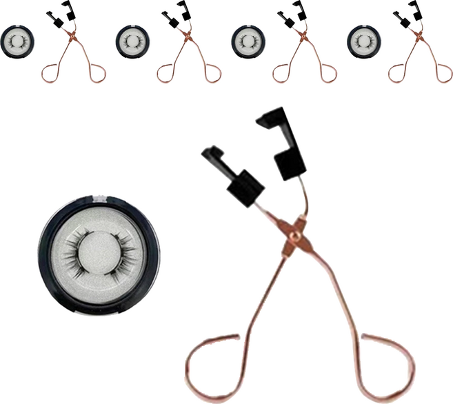 IIUDA 磁吸假睫毛 嫁接神器 免膠水 可重復使用 持久仿真 附玫瑰金屬夾, 小鹿款, 5組