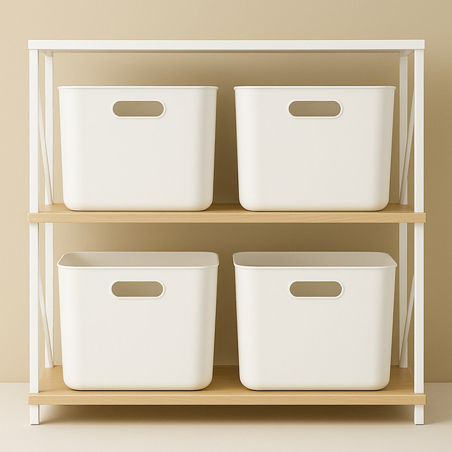 보노하우스 국내 제조 로코스 팬트리수납 정리 손잡이 바스켓, 화이트, 4개