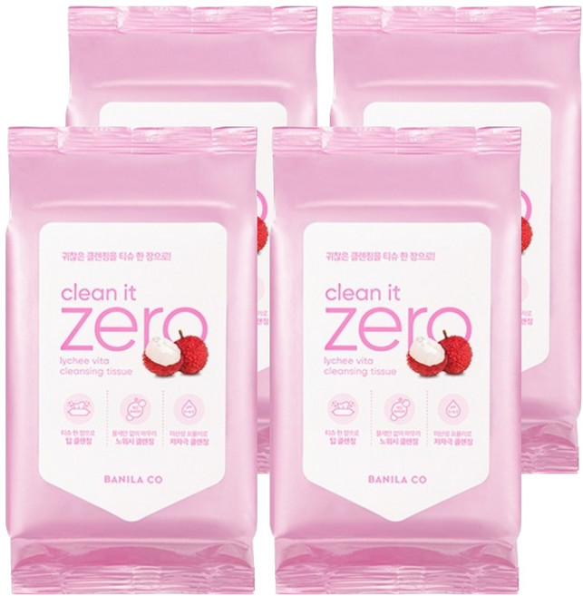 바닐라코 클린 잇 제로 리치 비타 클렌징 티슈, 30매입, 4개