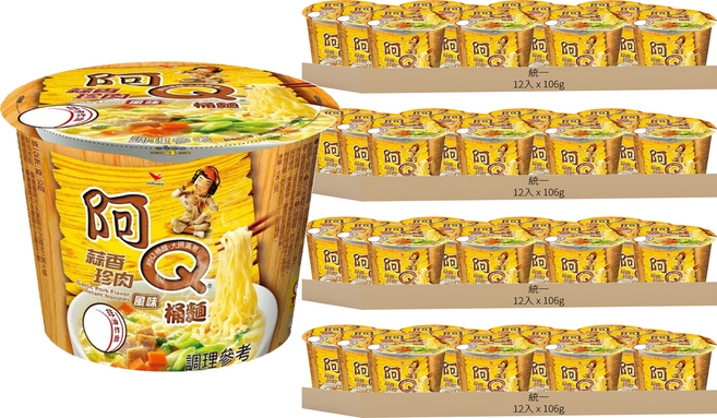 統一 阿Q桶麵 蒜香珍肉風味 106g, 48入