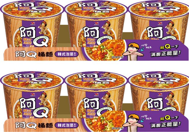 統一 阿Q桶麵 韓式泡菜風味 102g, 6入