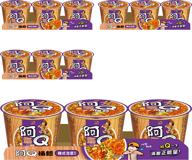 統一 阿Q桶麵 韓式泡菜風味 102g, 12入