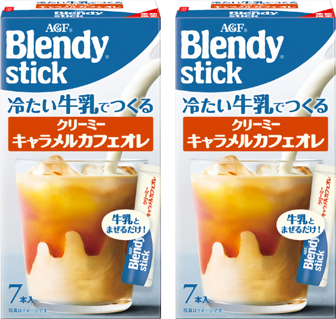 AGF Blendy 咖啡牛奶歐蕾 焦糖風味, 6.5g, 7包, 2盒