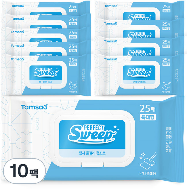 탐사 물걸레 청소포 특대형 캡형, 50g, 25매, 10개