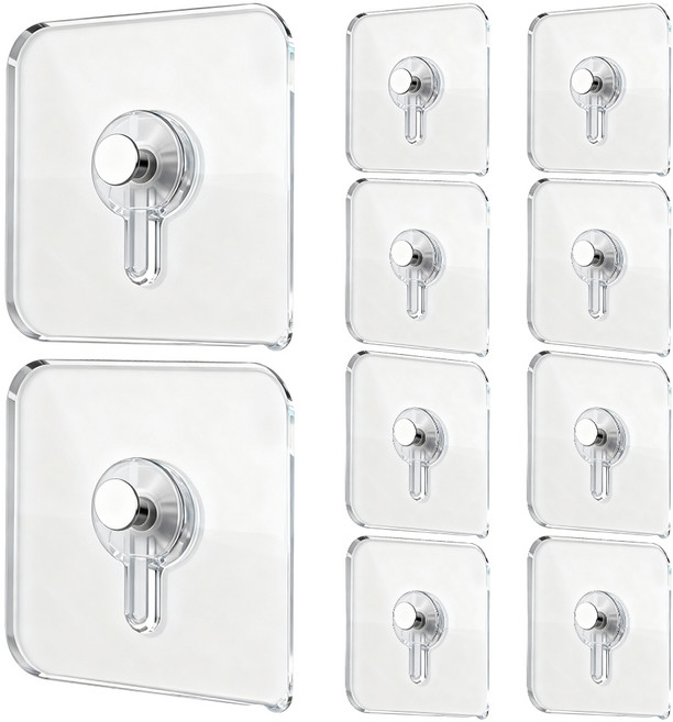 코멧 홈 무타공 액자 시계 걸이 접착식 후크, 투명색, 10개