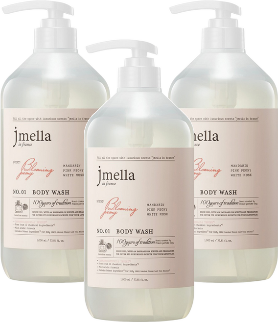 jmella 法式漫舞香水沐浴乳 Blooming Peony, 1L, 3瓶