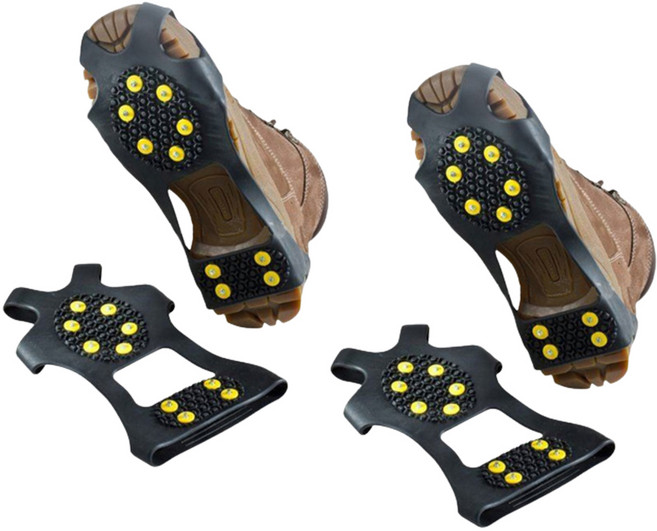 한별나라 여성 남성을 위한 등산용 눈길 미끄럼방지 휴대용 아이젠 4p, 블랙