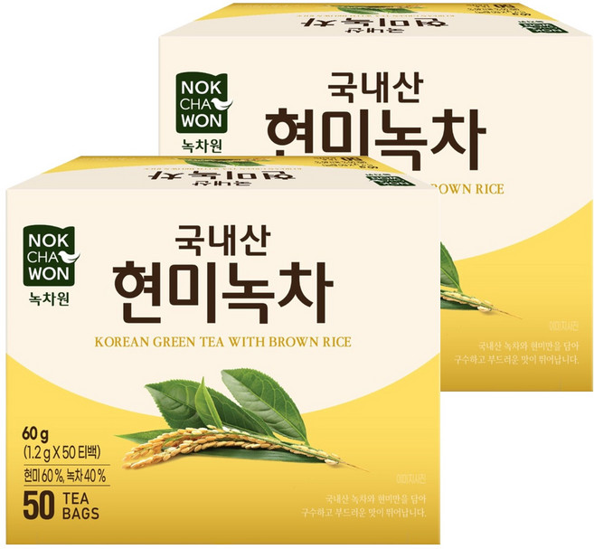 녹차원 국내산 현미녹차, 1.2g, 50개입, 1박스