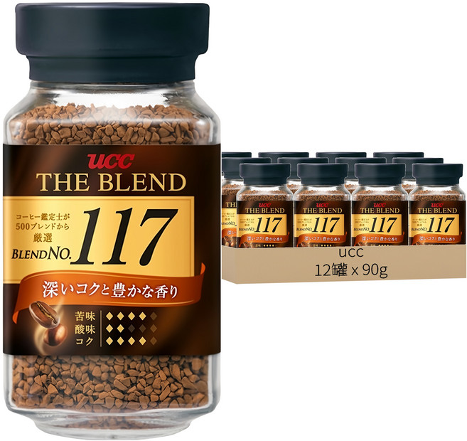 ucc THE BLEND 117即溶咖啡, 即溶咖啡粉, 90g, 12罐