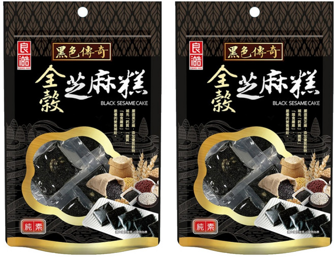 良澔 全穀黑芝麻糕 純素, 155g, 2袋