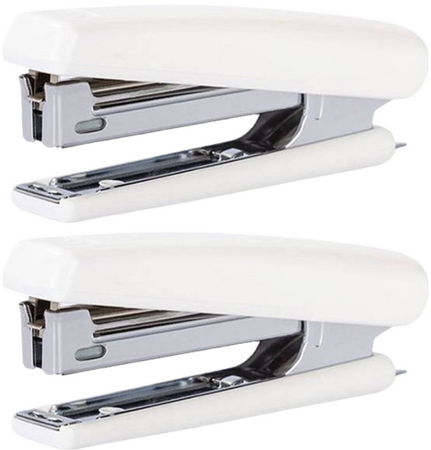델리 둥근코 미니 스테이플러 10호침 파스텔타입, 화이트, 2개