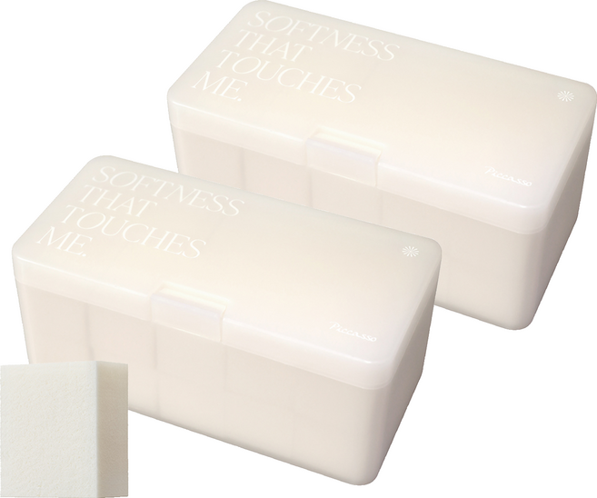 피카소 라텍스 스퀘어 스펀지 + 케이스 세트, 화이트, 2세트