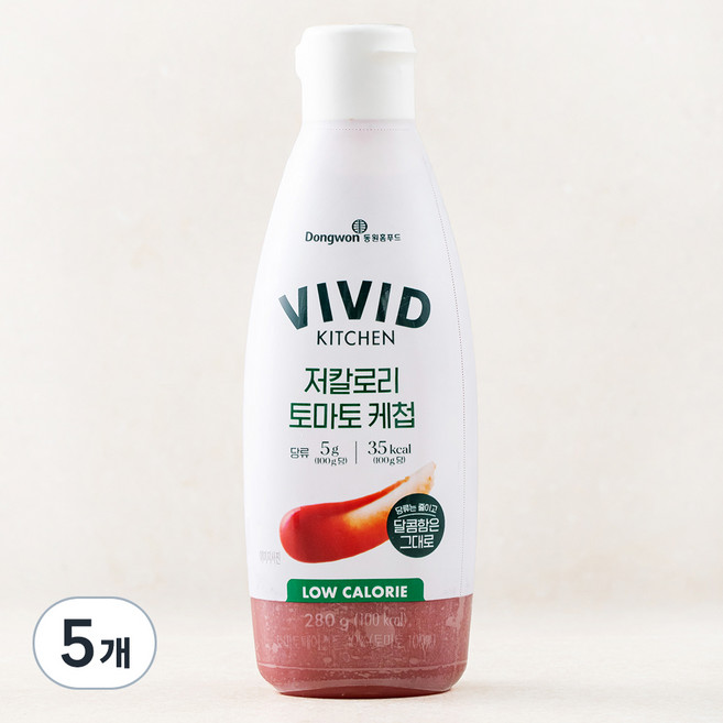 비비드키친 저칼로리 토마토 케첩, 5개, 280g