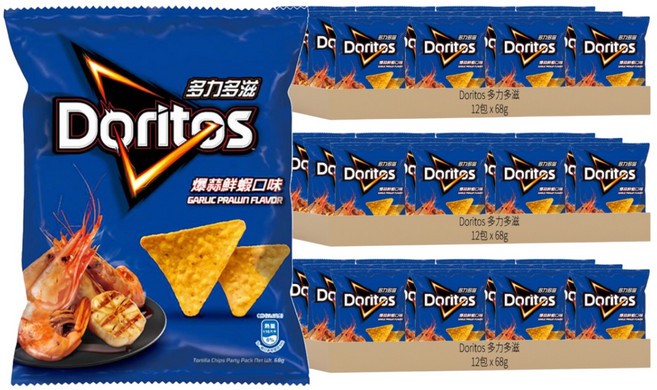 Doritos 多力多滋 玉米片 爆蒜鮮蝦, 68g, 36包